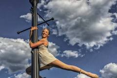 A Generations Performing Arts Center dancer makes hanging from a light pole look simple and inviting during a class’s afternoon photo shoot at Alum Creek in Westerville. My Final Photo for June 20, 2017.