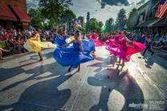 Generations Performing Arts students whirl in colorful dresses on West College during Fourth Friday in Uptown Westerville. My Final Photo for May 27, 2016.