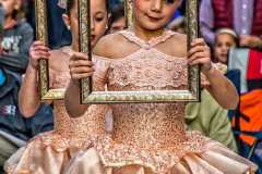 Generations dancers hold frames for props as they step onto the outdoor stage on College Ave. during Midnight Madness in Uptown Westerville. My Final Photo for Oct. 28, 2016. 