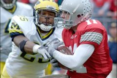 Ohio State football against Michigan. My Final Photo taken  Nov. 20, 2004.Photo Copyright 2004 Gary Gardiner. Not to be used without written permission detailing exact usage. Photos from Gary Gardiner, may not be redistributed, resold, or displayed by any publication or person without written permission. Photo is copyright Gary Gardiner who owns all usage rights to the image. Low resolution photo with watermark.