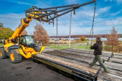 The last sections of floating docks are removed from Hoover Reservoir Wednesday finalizing the end of the summer boating season. My Final Photo for November 8, 2023.