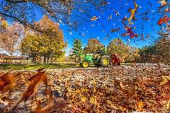 This week begins the once-a-year removal of leaves from the play areas at Sharon Woods Metro Park when the leaves are blown across fields and roads into the nearby woods using a tractor hauling an oversized leaf blower. My Final Photo for  November 2, 2023.