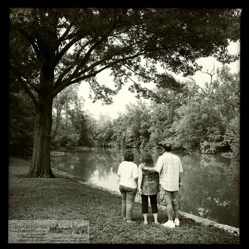A group of friends pause during a walk along the bank of Alum Creek behind the Senior Center. My Final Photo for August 2, 2014.