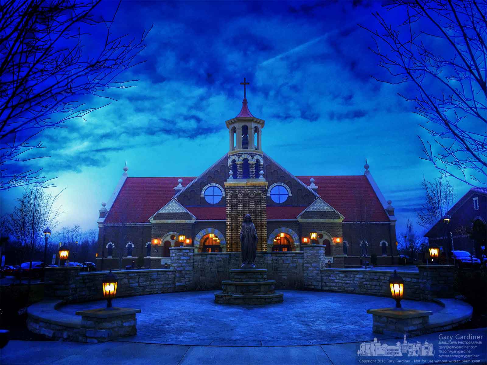 The cold light of an early winter morning begins to bring color to St. Paul Catholic Church in Westerville just before the first Mass of the day. My Final Photo for February 21, 2016.