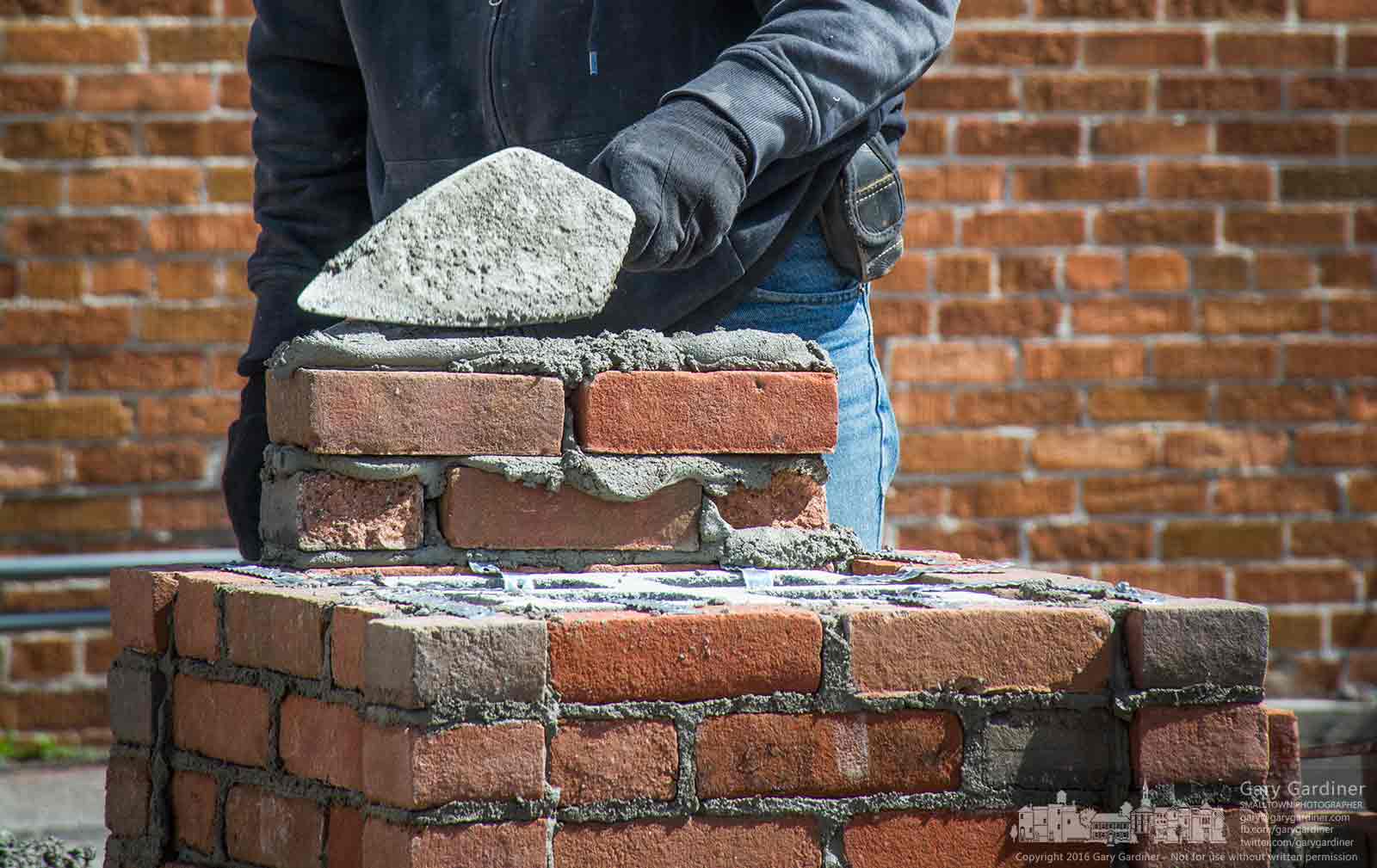 Brick pillars for city hall lot
