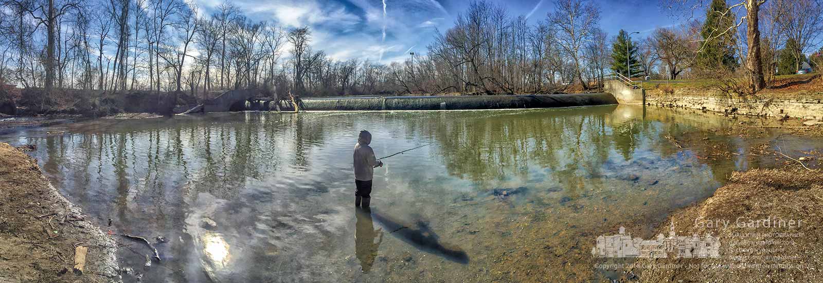 A 12-year-old angler casts into the waters below the Alum Creek North Dam on Sunday afternoon completing a weekend of fishing and no fish. My Final Photo for March 25, 2018. (EyePush NewsPhoto/Gary Gardiner)