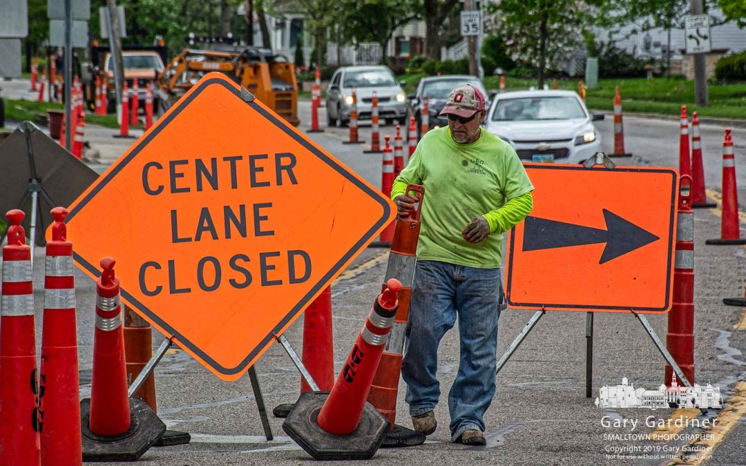 Orange Cones And Signs Direct The Way