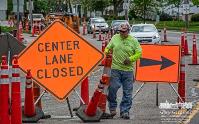 Orange Cones And Signs Direct The Way