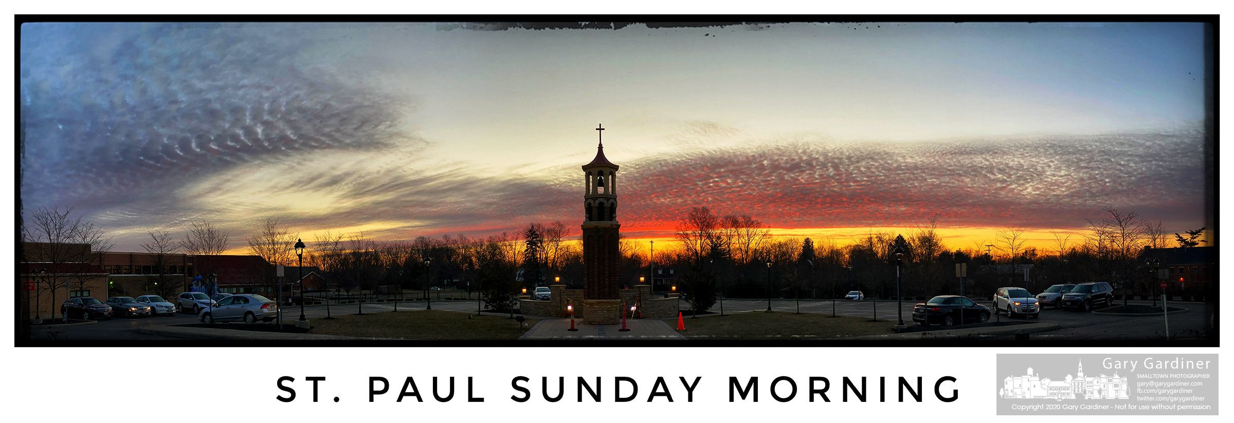 The morning sun rises a short time before the first Mass at St. Paul the Apostle Catholic Church in Westerville. My Final Photofor Feb. 23, 2020.