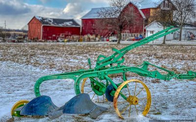 Antique Plow In Garden Plot
