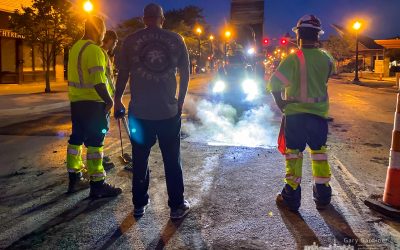 Night Paving Begins Uptown