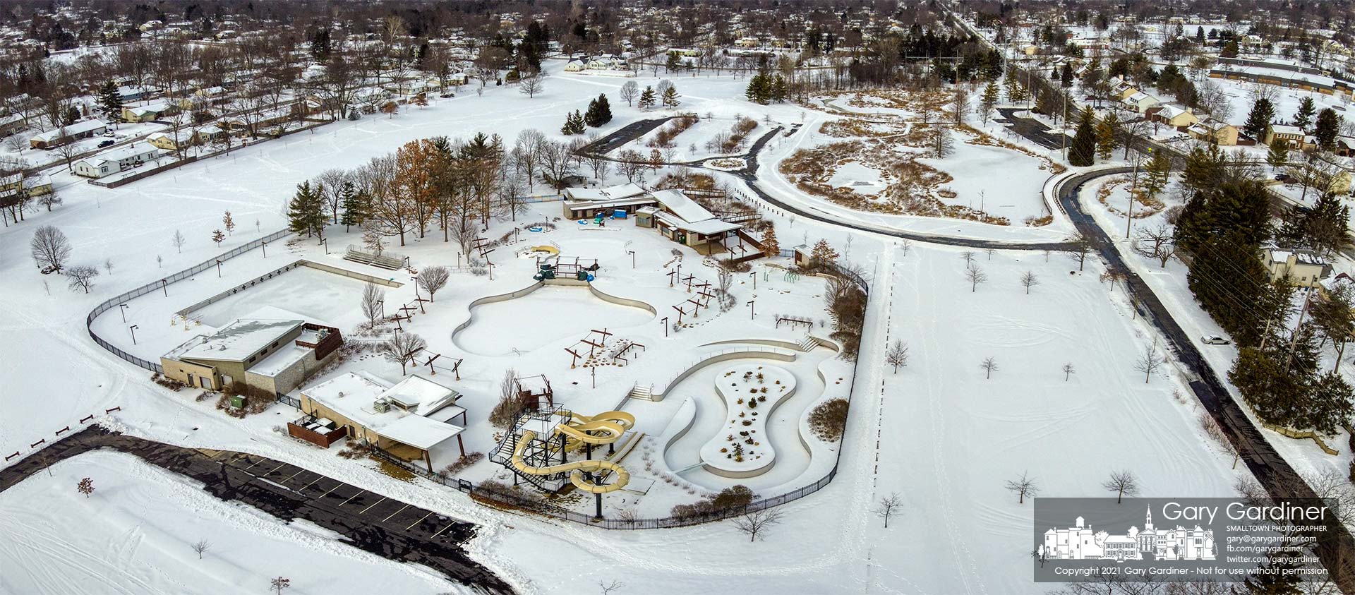 The pool and wetlands at Highlands both remain covered in a blanket of snow and ice after this week's snowstorm. My Final Photo for Feb. 17, 2021.