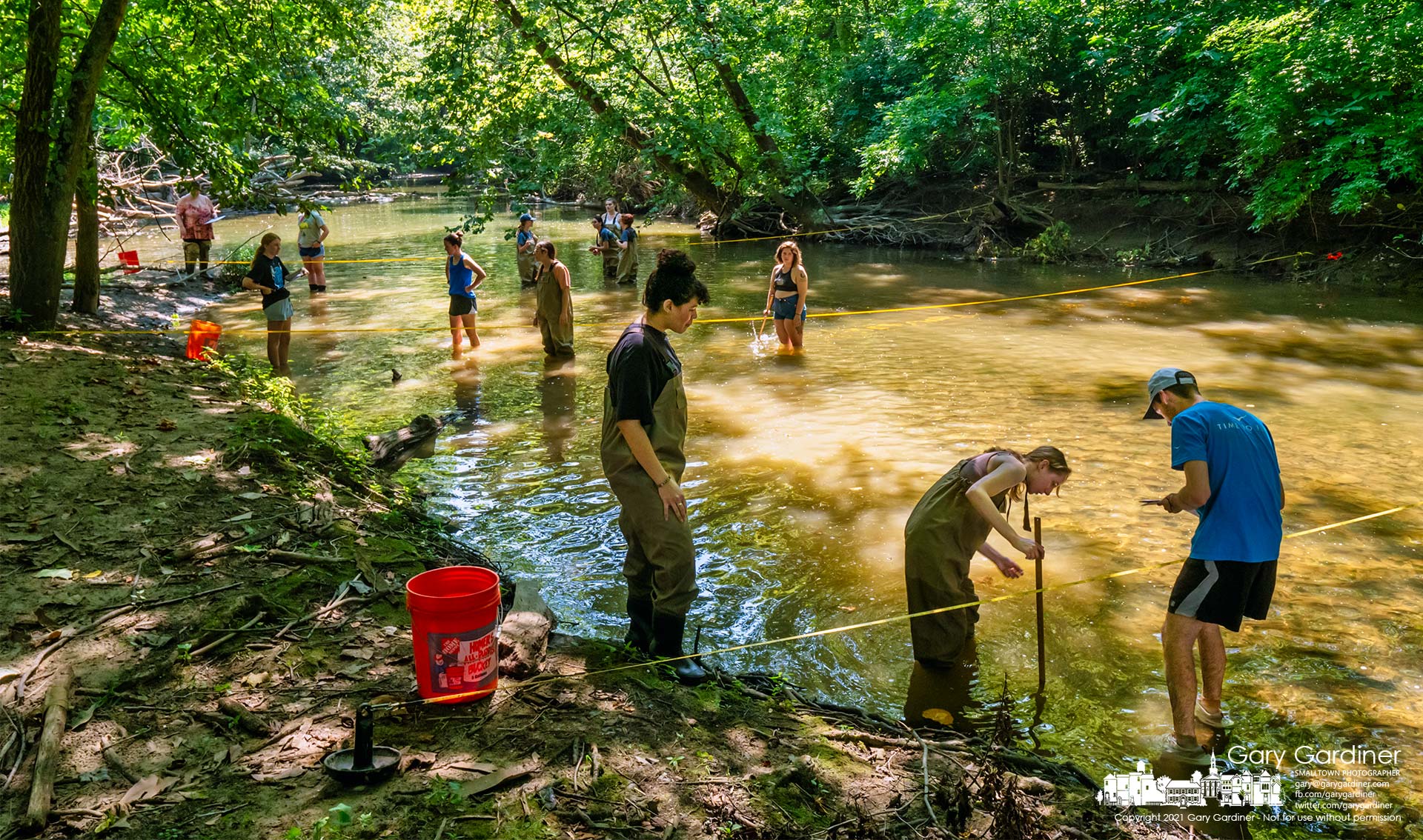 Otterbein University students perform a series of research projects during a class in the waters below the Alum Creek low-head dam in Westerville. My Final Photo for Aug. 24, 2021.