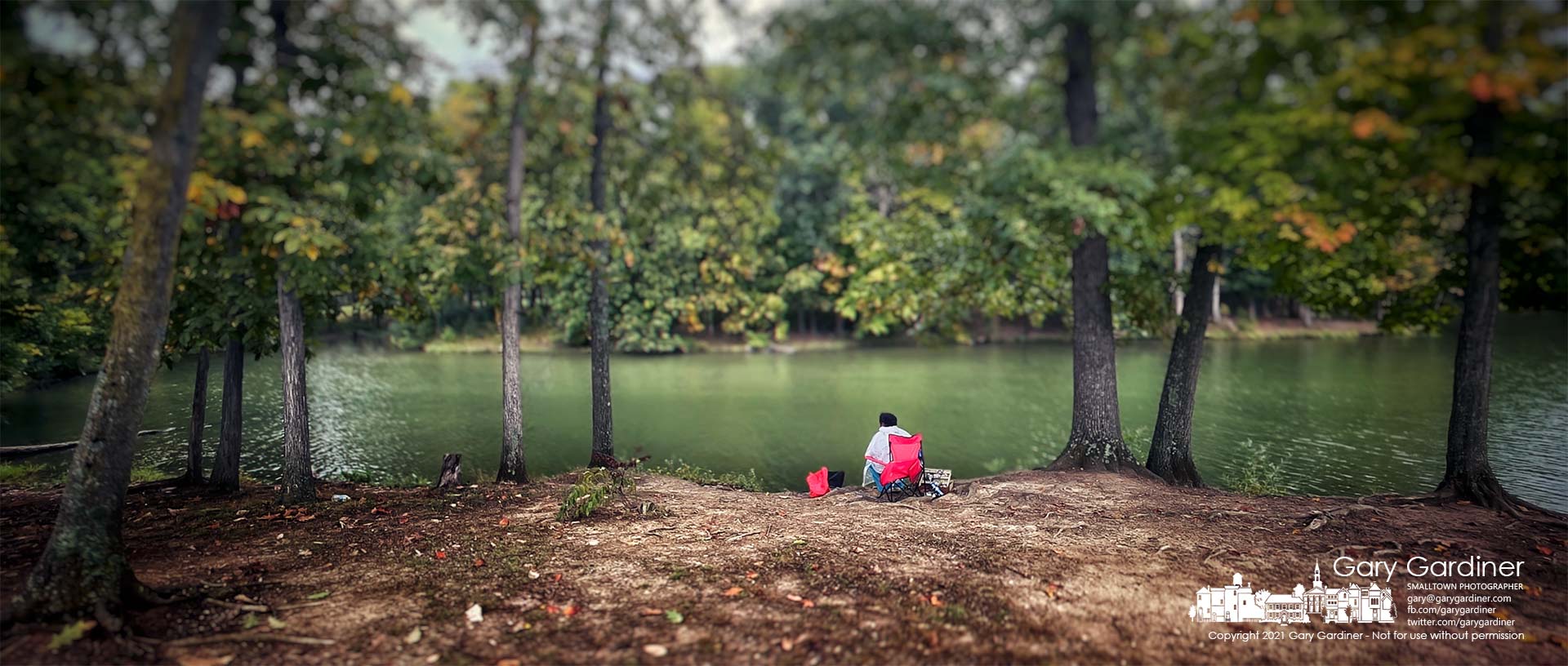 A lone woman fishes in a small inlet near one of the docks on Alum Creek State Park on Sunday afternoon. My Final Photo for Oct. 3, 2021.