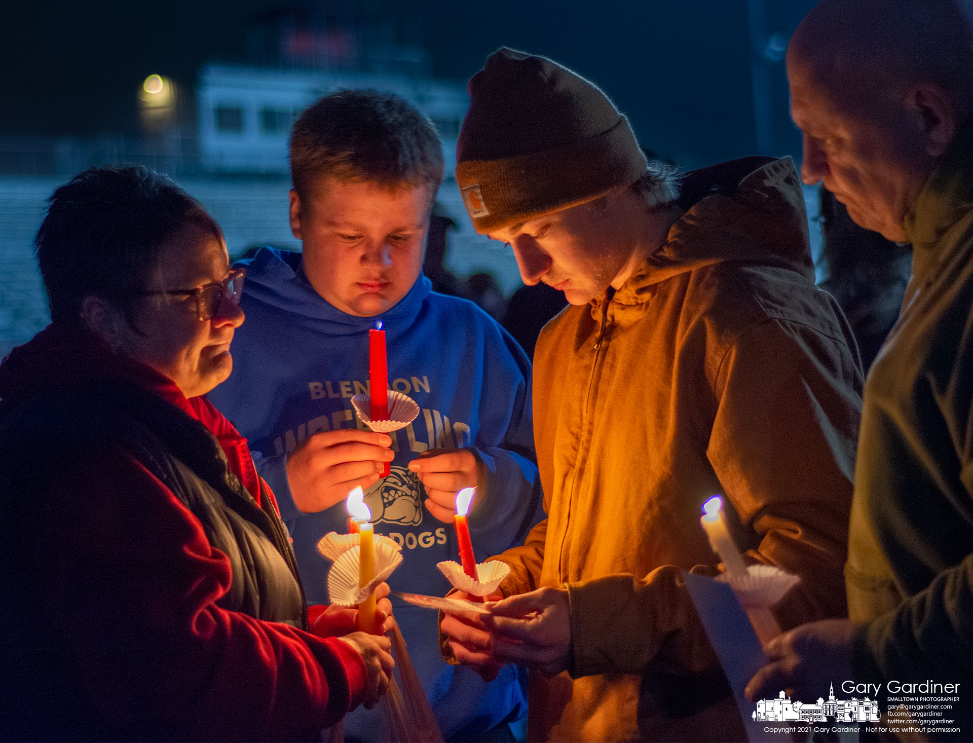 Friends and family gathered at the Westerville South football stadium for a candlelight service to remember Zak Crum, an alumnus of the school who died last week. My Final Photo for Dec. 30, 2021.