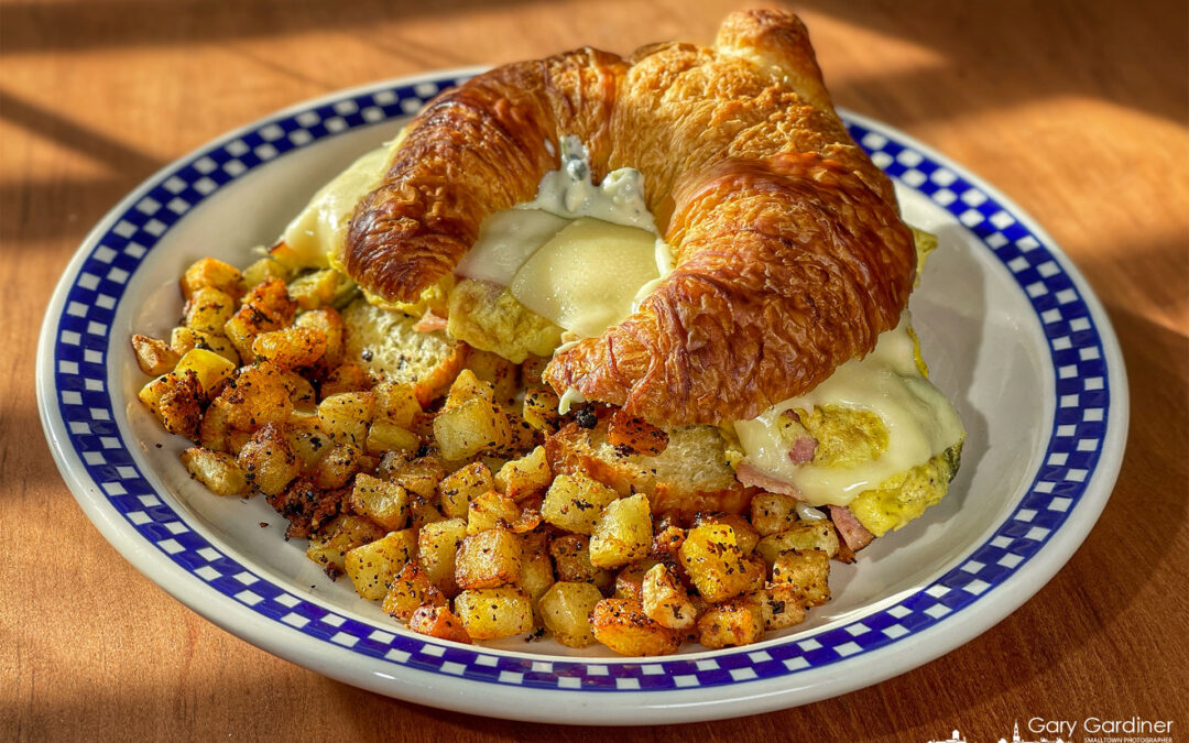 Blue Plate Special – Breakfast Omelette On Croissant