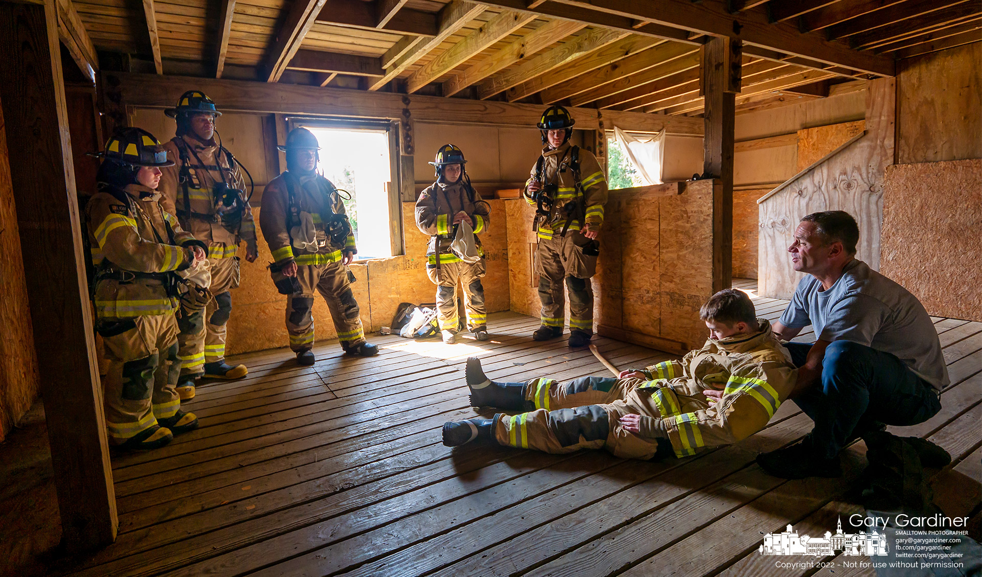 Firefighter trainees receive lessons in rescuing an unconscious person from the second floor of a burning building during a class at the Westerville Fire Department training building on West Main Street. My Final Photo for Sept. 14, 2022.