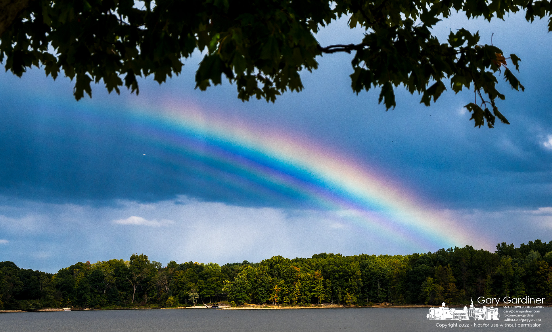 A large rainbow follows an afternoon storm cloud that moved over Red Bank Park at Hoover Reservoir. My Final Photo for September 27, 2022.