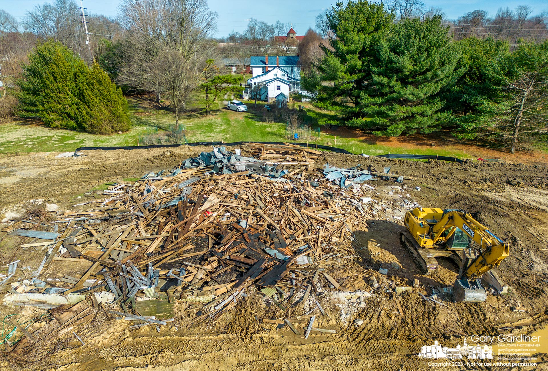 Rubble remains after a demolition crew tore down a barn on land being developed on North West Street for townhomes. My Final Photo for March 6, 2023.