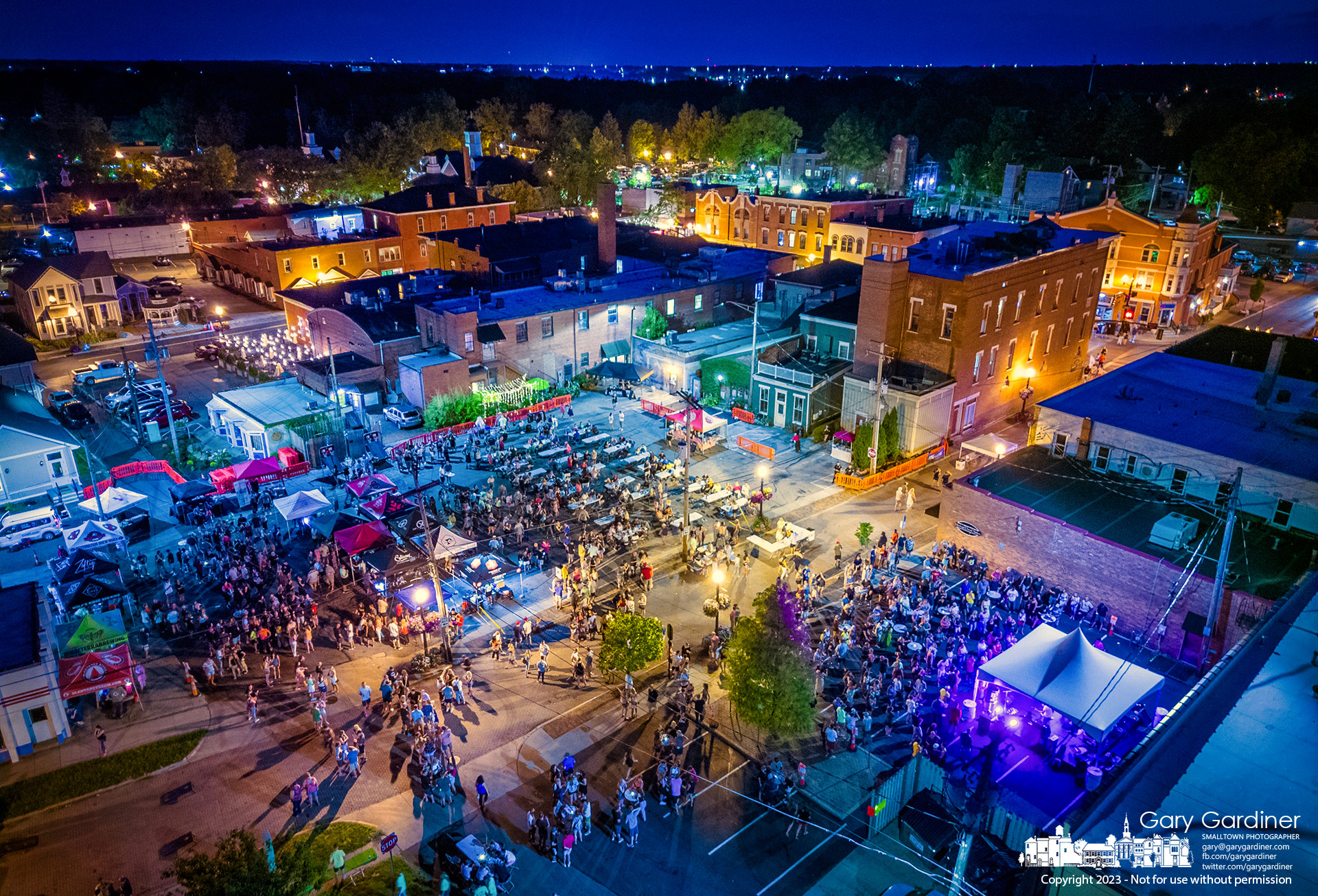 A crowd celebrating Uptown Untapped fills parking lots along East Main Street closed for the annual craft beer festival in the home of the Anti-Saloon League and Prohibition. My Final Photo for August 12, 2023.