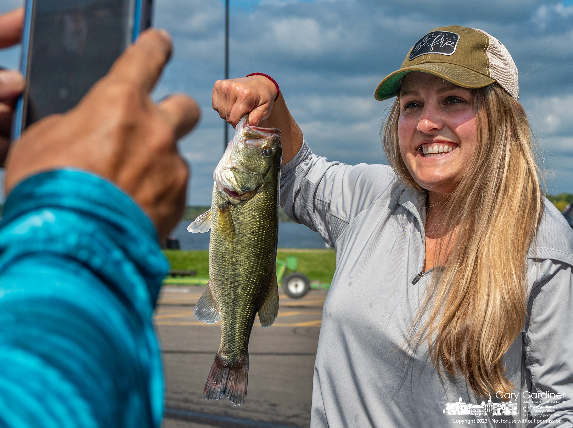 A proud stepfather takes a photo of his stepdaughter after what he said was her first successful smallmouth bass fishing competition success on Hoover Reservoir Sunday afternoon. My Final Photo for September 10, 2023.