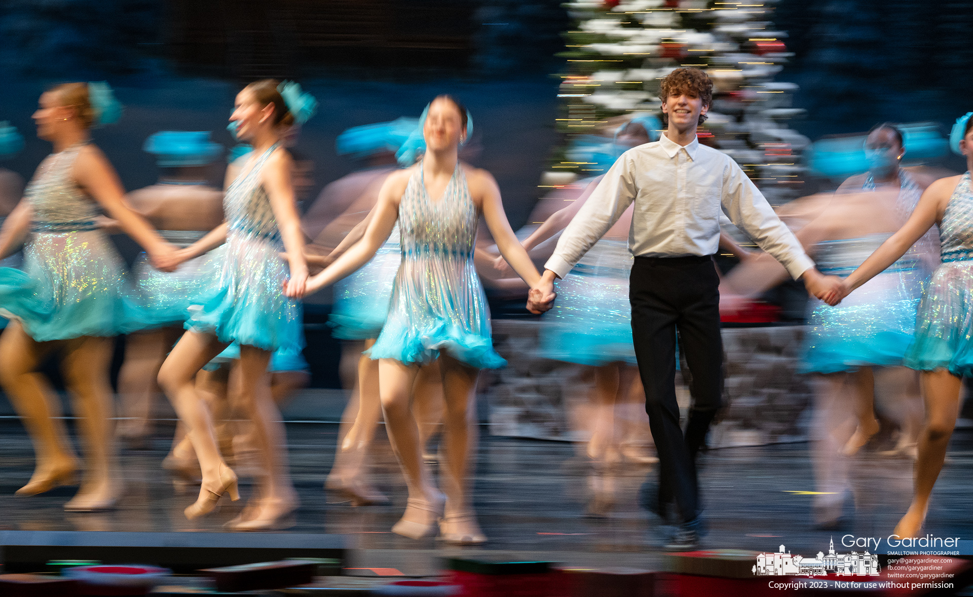 It was a blur of dancers performing in rehearsals Thursday night for Generations Performing Arts annual christmas show at Cowan Hall at Otterbein University. My Final Photo for December 14, 2023.