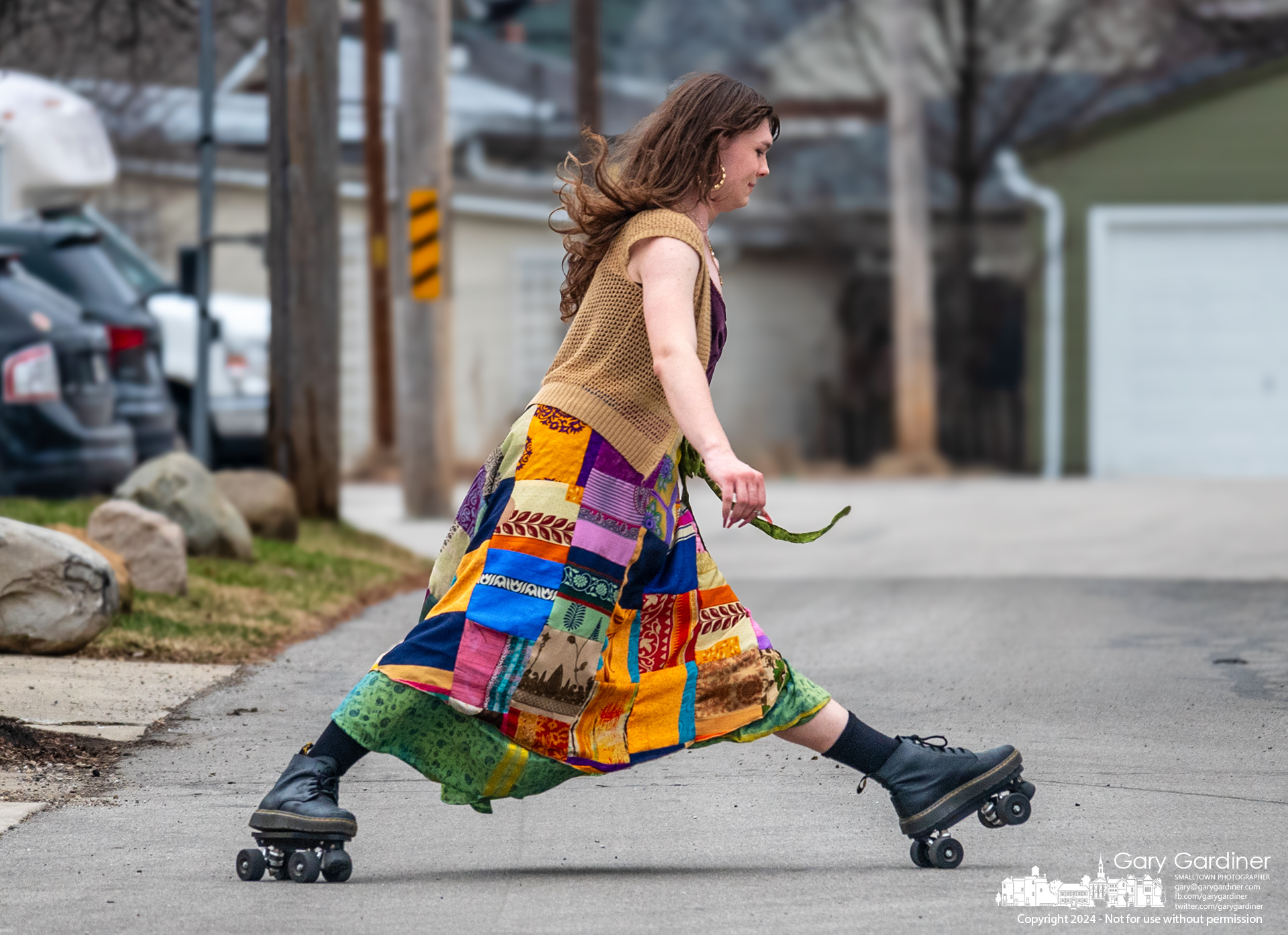 Kadin runs her skates crisscross over Haywood Alley in Uptown enjoying both the warm February weather and the smooth surface of the roadway to help relieve stress and get some exercise. My Final Photo for February 27, 2024.