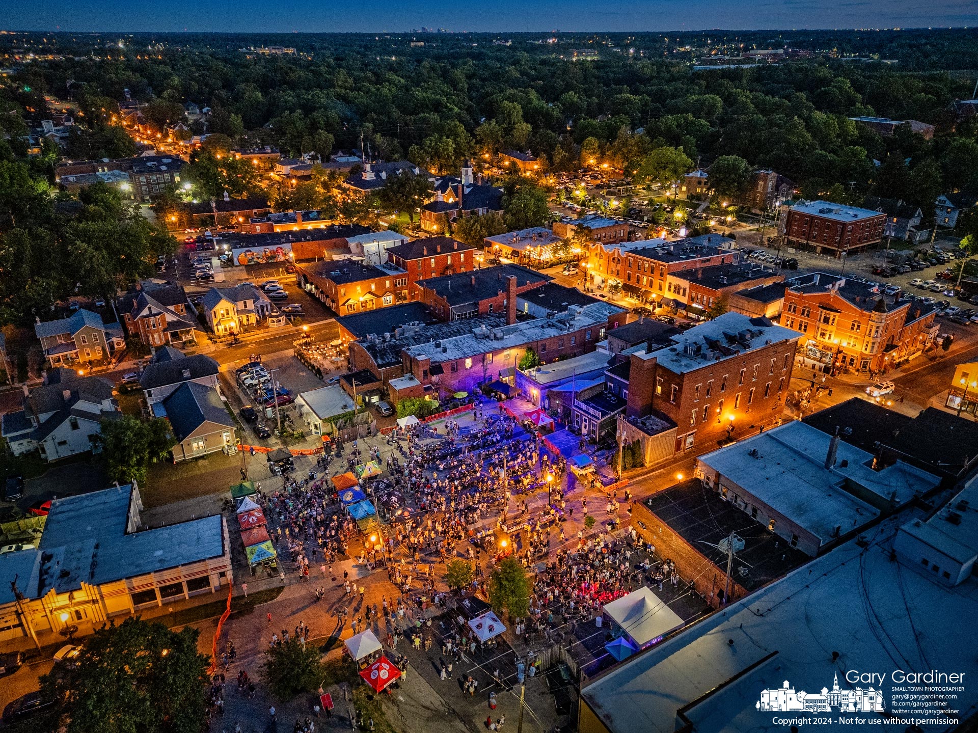 The crowd for Uptown Untapped fills part of East Main Street and adjacent parking lots, where food, dancing, and drinking continue into the evening hours in the home of the Anti-Saloon League and Prohibition. My Final Photo for August 10, 2024.