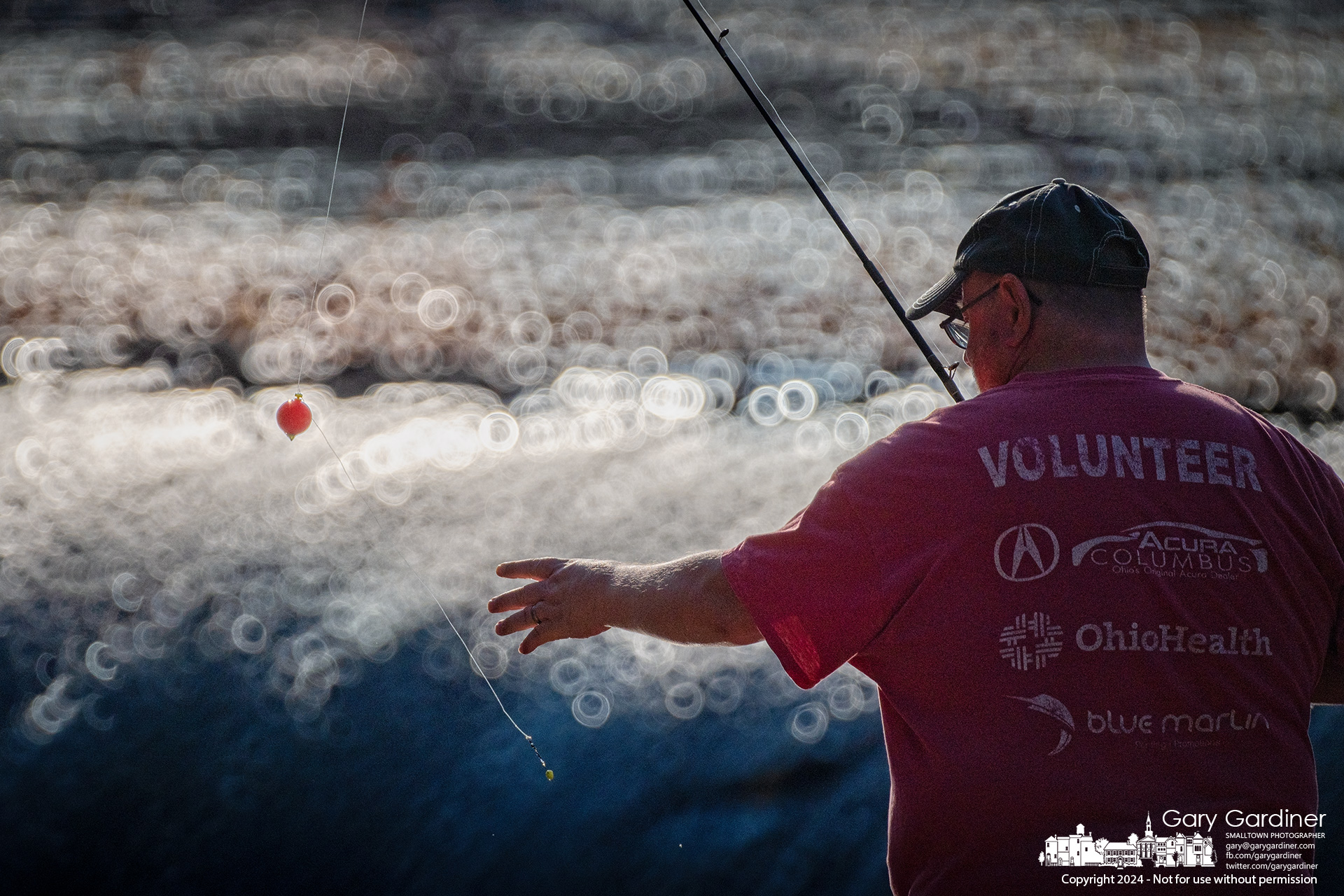 A fisherman retrieves his empty hook for rebaiting while fishing below the low-head dam at Alum Creek Park North Wednesday afternoon. My Final Photo for October 30, 2024.