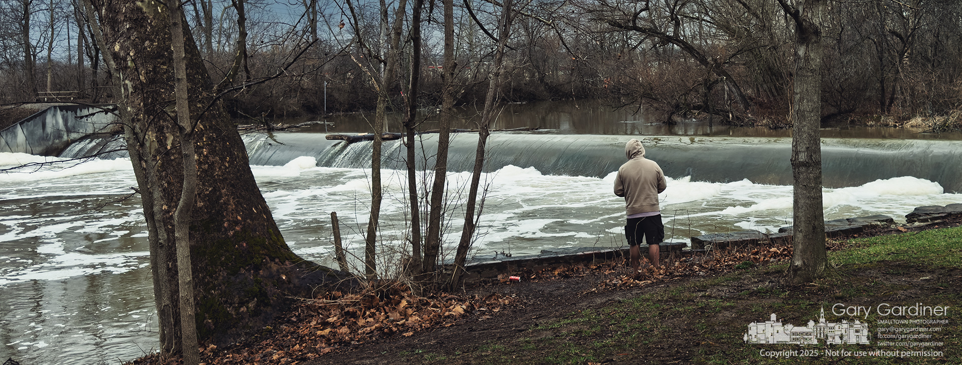 An angler briefly tests the rushing waters below the Alum Creek North Dam on Sunday afternoon before being called back to the car by less enthusiastic, non-fishing friends. My Final Photo for March 16, 2025.