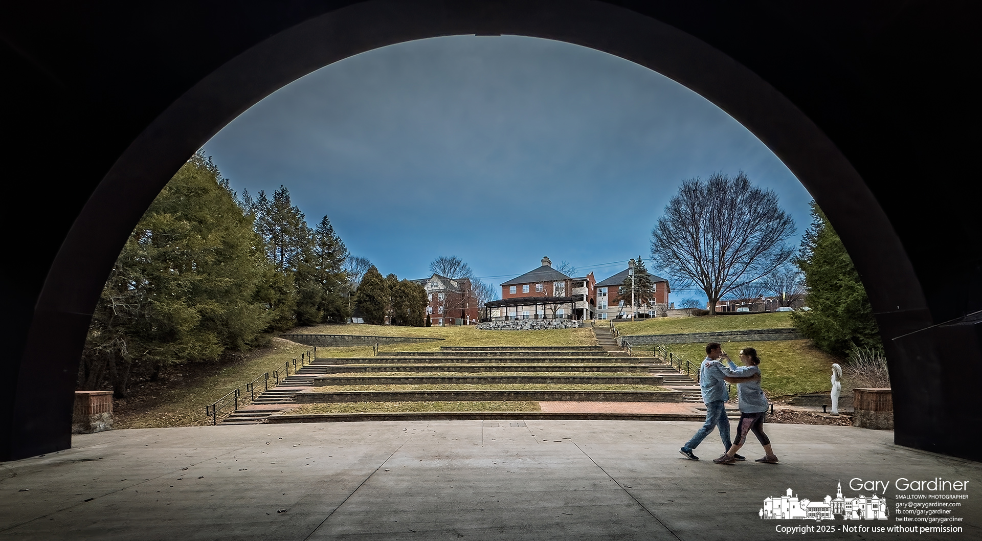 A couple practices the moves learned in dance class using the Alum Creek Park Amphitheater as a rehearsal hall. My Final Photo for March 4, 2025.