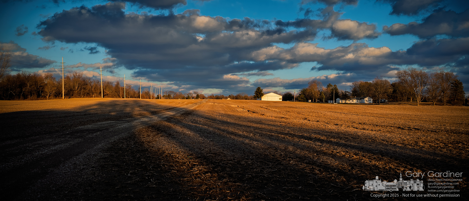 The late afternoon sun throws shadows across the Yarnell Farm field on a cold, windy winter day. My Final Photo for March 6, 2025.