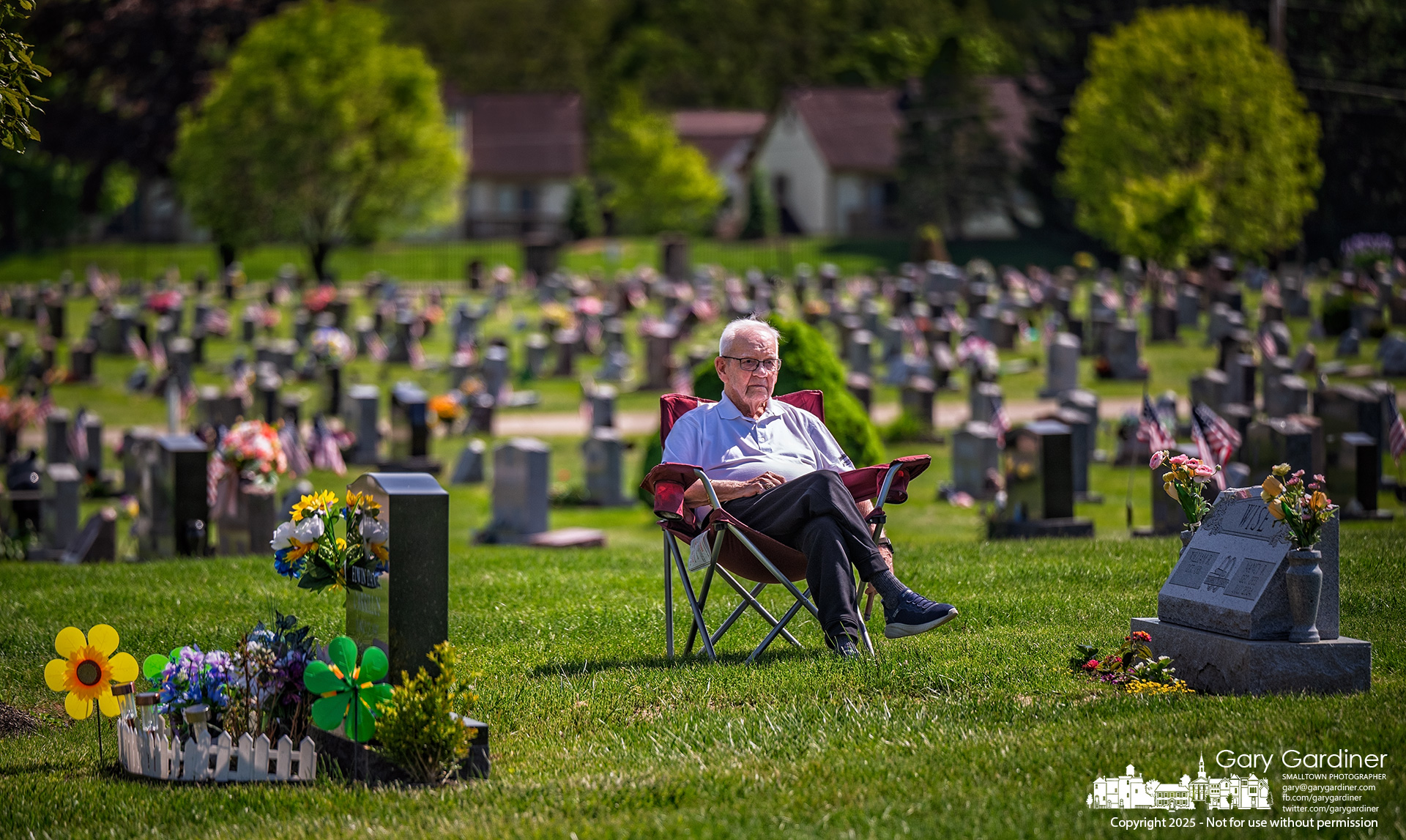 William Wise, 93, sits quietly on a Sunday afternoon at Blendon Cemetery, where his wife of 70 years is buried. My Final Photo for May 11, 2025.