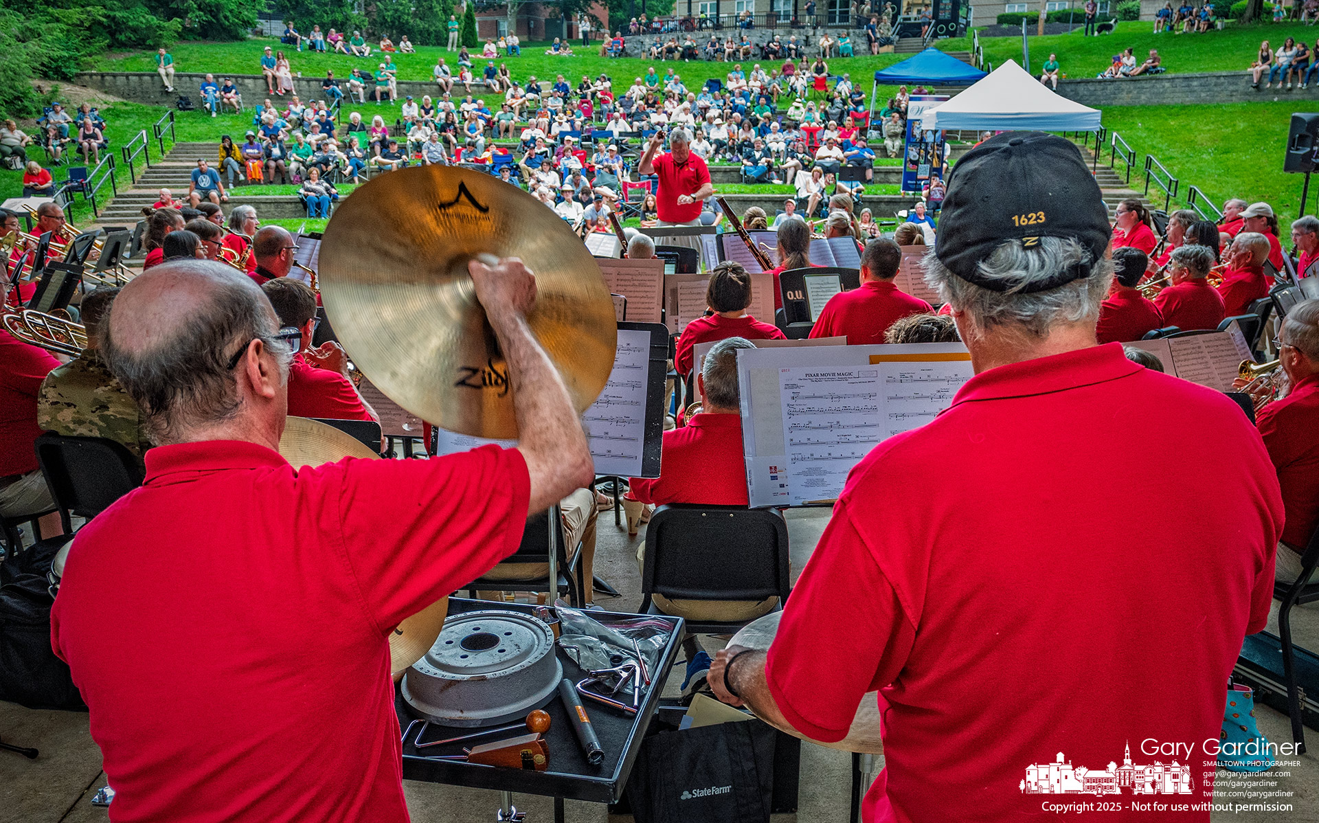 The Westerville Community Band performs at the Alum Creek Park Amphitheater Saturday evening as part of the day-long Community Band Festival in the park. My Final Photo for June 7, 2025.