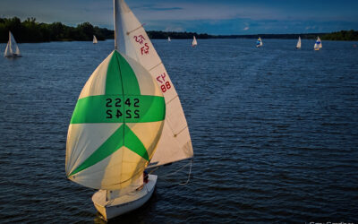 Spinnaker Set At Sunset