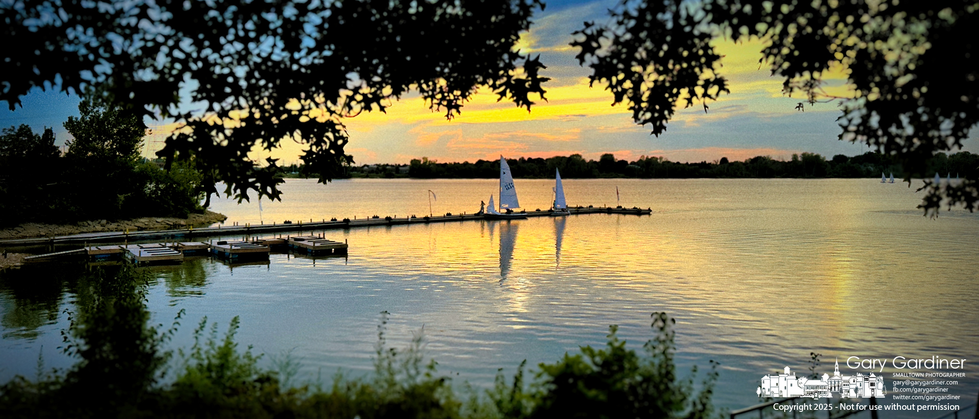 Sailboats return to the dock at the end of an afternoon of sailing on Hoover Reservoir. My Final Photo for August 12, 2025.