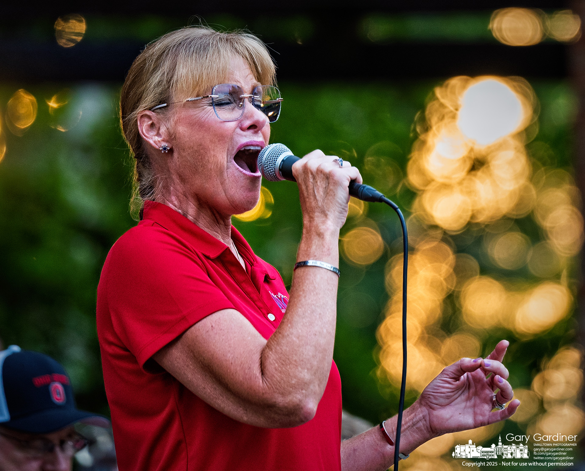 Westerville Jazz Orchestra vocalist Dawn Eller performs the soundtrack for "Skyfall" during the Sunday evening performance of the orchestra at Alum Creek Park. My Final Photo for August 17, 2025.