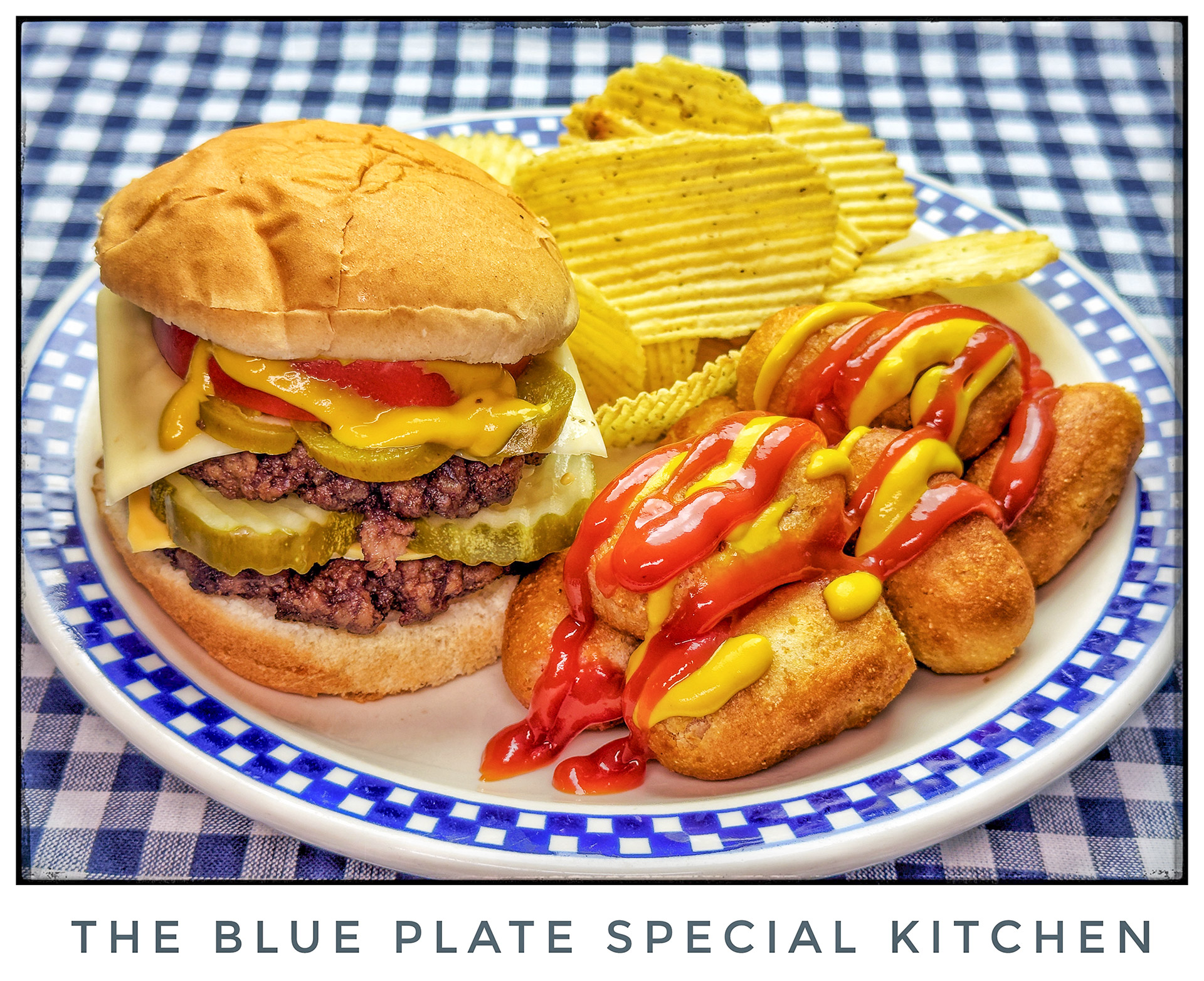 Today's Blue Plate Special, while hunkering in a cold corner at home, was a double cheeseburger, mini corndogs, and jalapeño chips. My Final Photo for January 26, 2026.