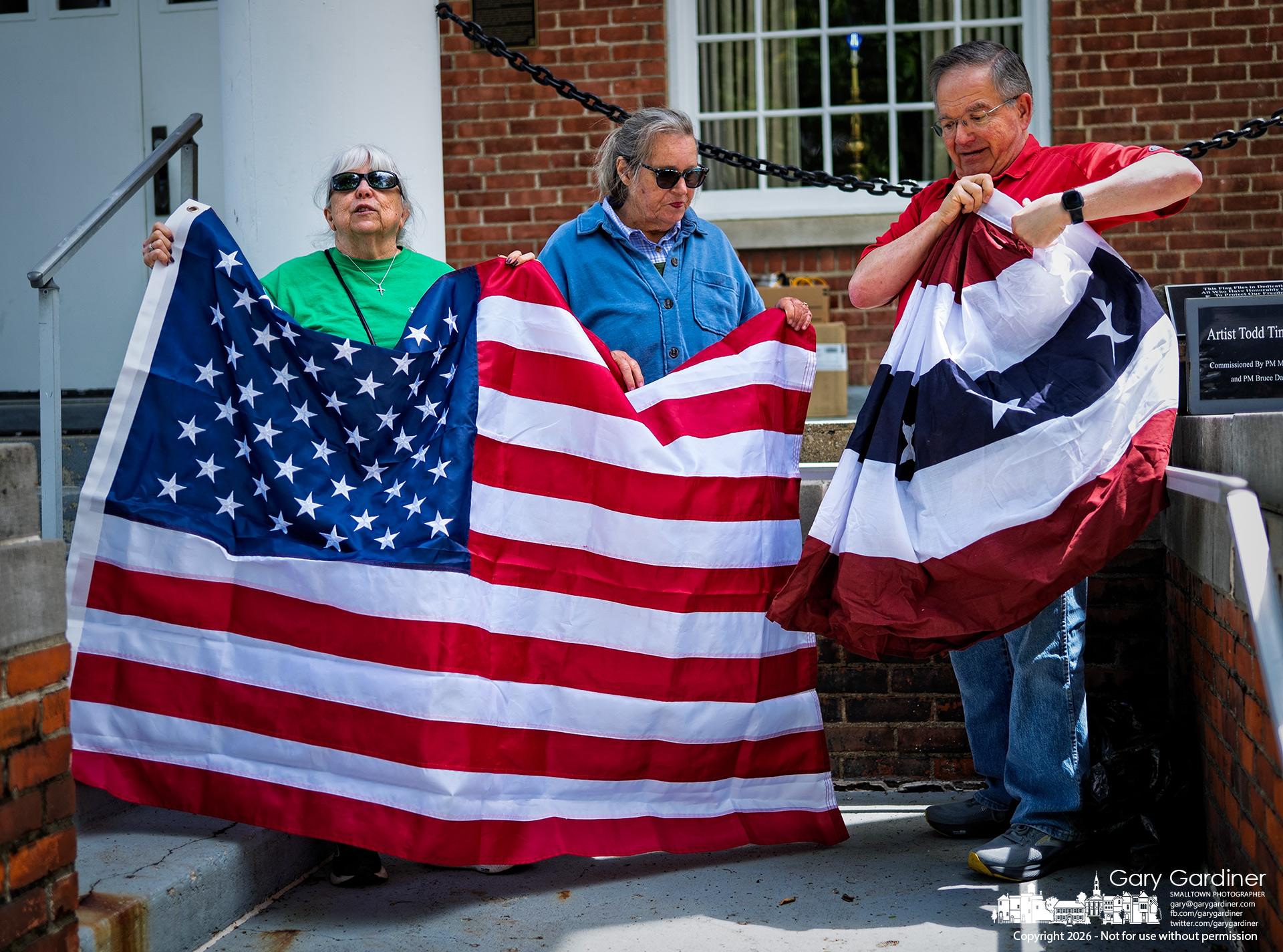 One of 250 flags in Westerville, Ohio. (My Final Photo for May 9, 2026, by Gary Gardiner)