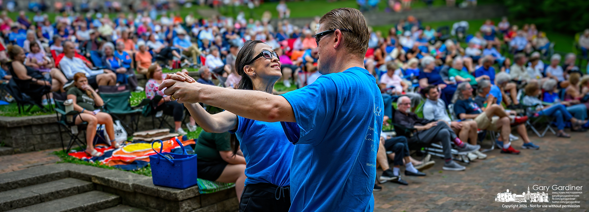 A couple dances to Lightning Express, an Everly Brothers tribute band, at the Sunday Concert series at the Alum Creek Amphitheater. (My Final Photo for June 21, 2026. Photo by Gary Gardiner)