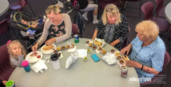 Four generations of chili fans dine on the variety of chili served at the 10th Annual WCUCC Cruise-In and Chili Cook-Off that moved indoors to serve chili due to the rain. My Final Photo for Oct. 8, 2017. Four generations of chili fans dine on the variety of chili served at the 10th Annual WCUCC Cruise-In and Chili Cook-Off that moved indoors to serve chili due to the rain. My Final Photo for Oct. 8, 2017.
