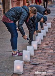 Three of the Qualls family light luminaries on the sidewalks in Uptown Westerville on the last Friday night before Christmas. My Final Photo for Dec. 22, 2017. Three of the Qualls family light luminaries on the sidewalks in Uptown Westerville on the last Friday night before Christmas. My Final Photo for Dec. 22, 2017.