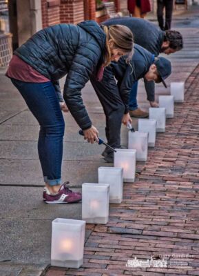 Three of the Qualls family light luminaries on the sidewalks in Uptown Westerville on the last Friday night before Christmas. My Final Photo for Dec. 22, 2017. Three of the Qualls family light luminaries on the sidewalks in Uptown Westerville on the last Friday night before Christmas. My Final Photo for Dec. 22, 2017.